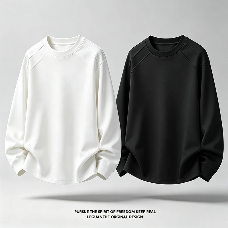 Men'S Fashion T Shirts - เสื้อยืดแขนยาวคอกลมแขนแร็กแลนสำหรับผู้ชาย ทรงหลวม สีพื้น เนื้อผ้านุ่ม เสื้อลำลองพื้นฐานสำหรับใส่ในชีวิตประจำวัน