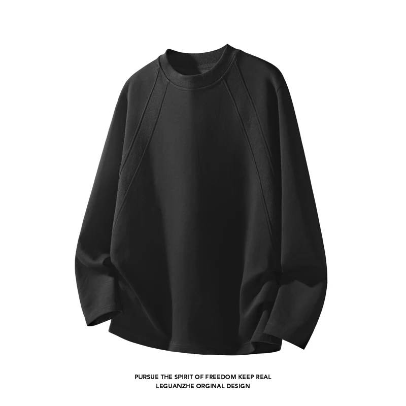 Men'S Fashion T Shirts - เสื้อยืดแขนยาวคอกลมทรงโอเวอร์ไซส์สำหรับผู้ชาย ดีไซน์ตะเข็บแร็กแลน ผ้าบางเบา เหมาะสำหรับการแต่งกายลำลองในชีวิตประจำวัน