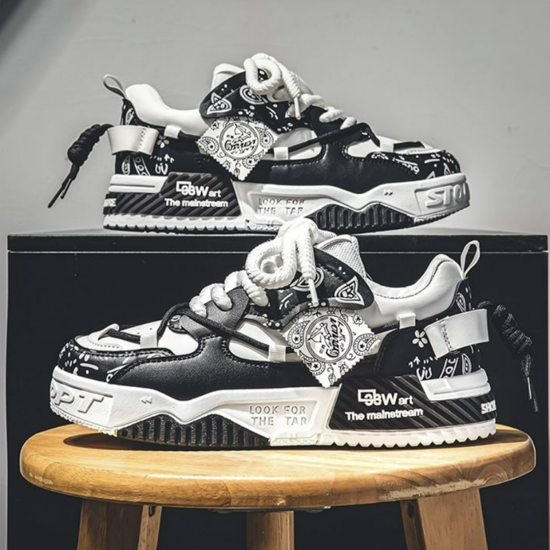 Mens Fashion Trainers - รองเท้าสเก็ตแฟชั่น รองเท้าผ้าใบผู้ชาย รองเท้าวิ่งระบายอากาศได้ดี รองเท้าลำลองตาข่ายสำหรับกิจกรรมกลางแจ้ง รองเท้าผู้ชายแบบผูกเชือก รองเท้าวัลคาไนซ์