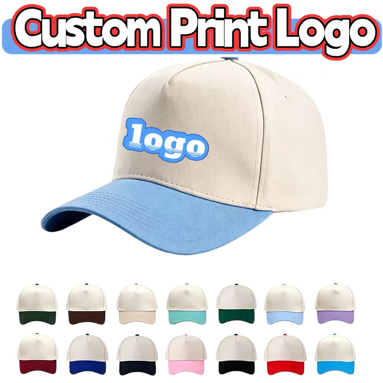 Men'S Fashion With Hat - หมวกเบสบอลทรงแข็งห้าชิ้น ผ้าฝ้ายแท้ ดีไซน์สีตัดกัน พิมพ์โลโก้ตามสั่ง สำหรับผู้ชาย/ผู้หญิง แฟชั่นอเนกประสงค์