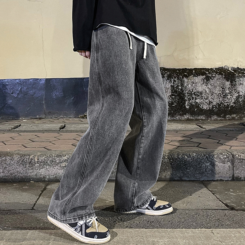 เกาหลีแฟชั่นผู้ชาย Baggy กางเก - Men'S Fashion Grey Jeans บทวิจารณ์และราคา
