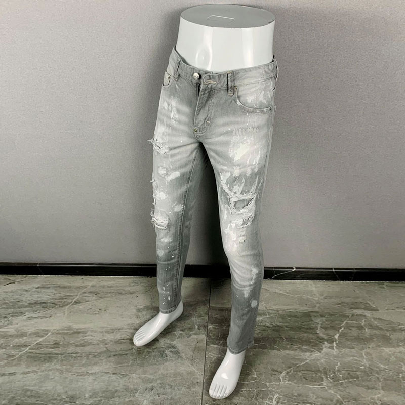 กางเกงยีนส์ผู้ชายดีไซน์ใหม่สุด - Men'S Fashion Grey Jeans บทวิจารณ์และราคา