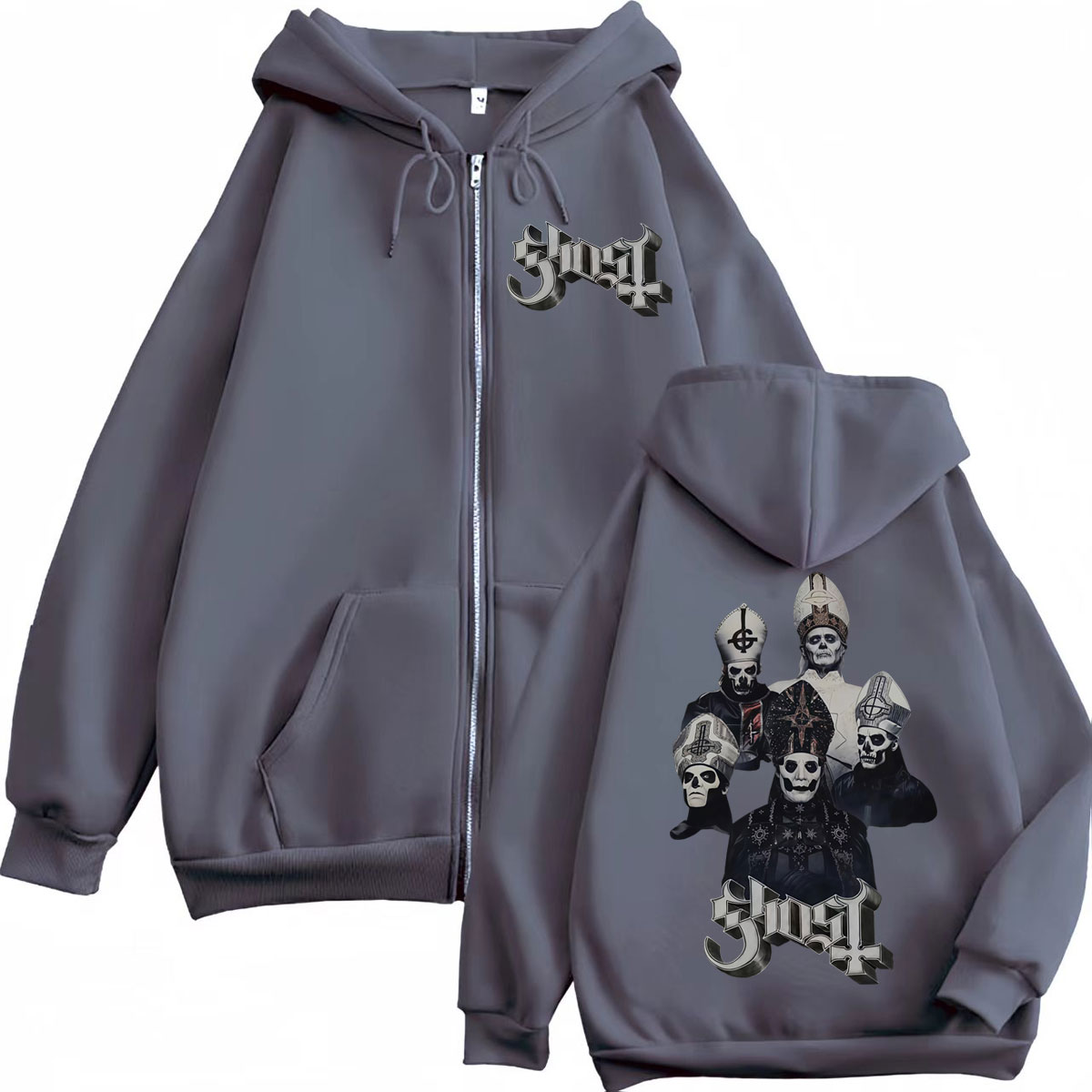 เสื้อฮู้ดซิป Ghost Band ลดราคา - Mens Fashion Zip Up Hoodies บทวิจารณ์และราคา